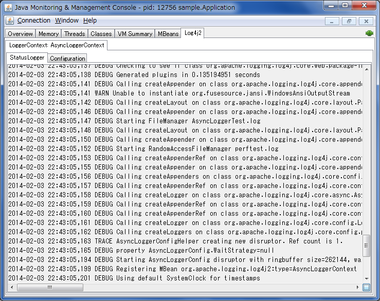 jmx jconsole statuslogger